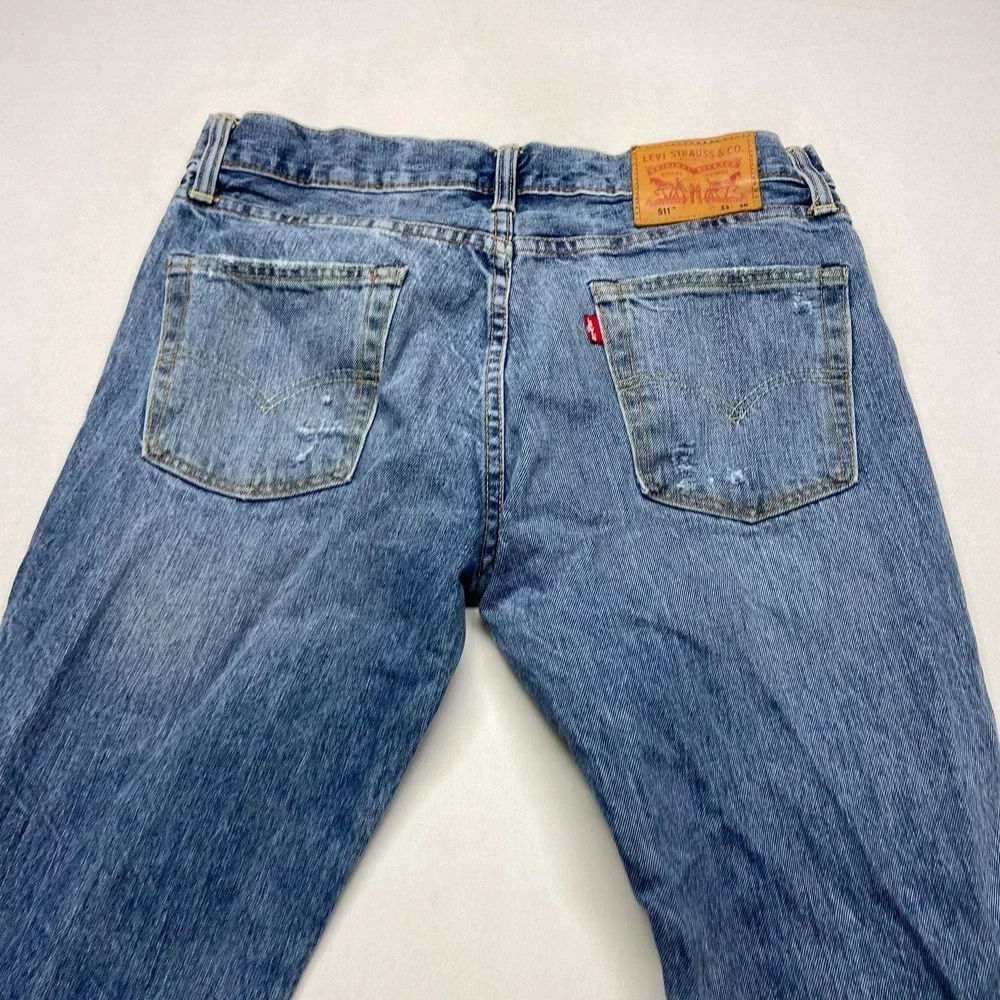 Levi's 511 Skinny Jeans Men W33 X L30 Blue Denim 5-Pocket Design Distressed